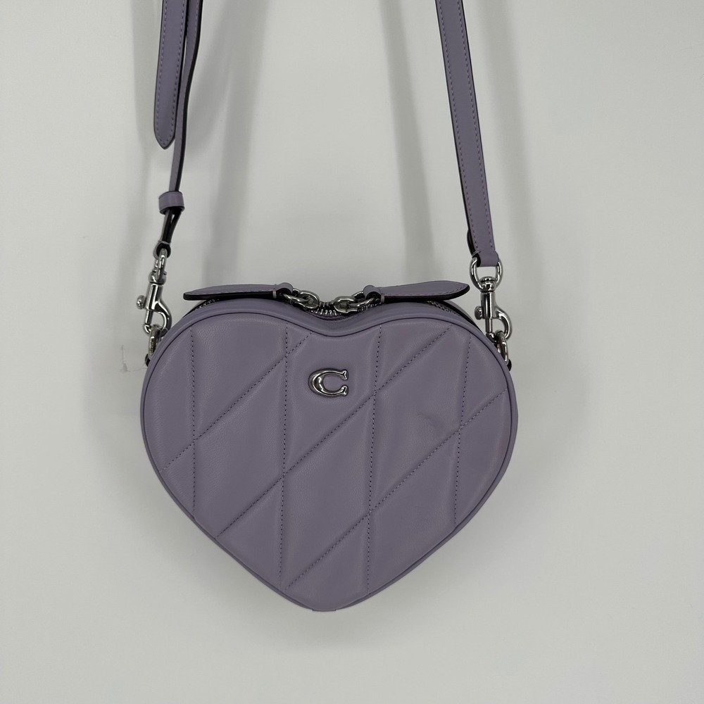 Coach Heart Crossbody Bag Quilted Leather Lavender Purple CE725